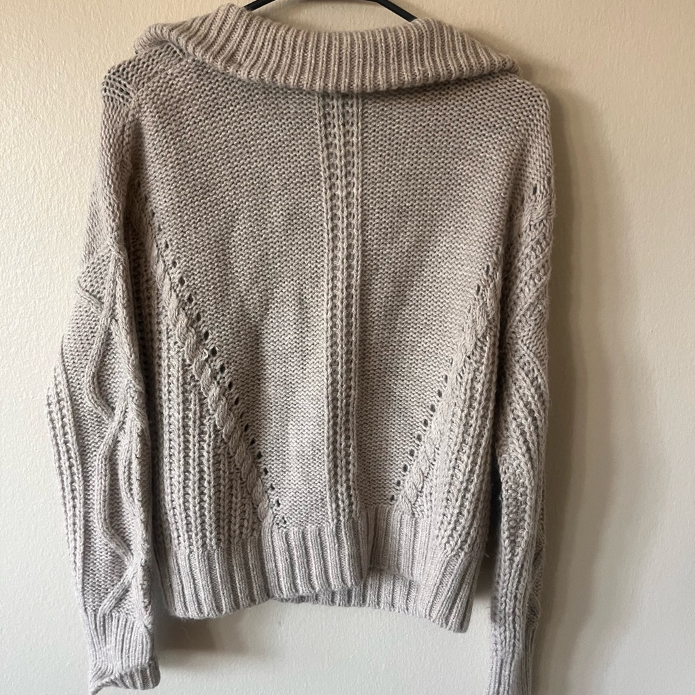 Skull Cashmere Taupe Cable Knit Turtleneck Sweater - Picture 6 of 10